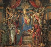 BOTTICELLI, Sandro San Barnaba Altarpiece (Madonna Enthroned with Saints) gfj oil